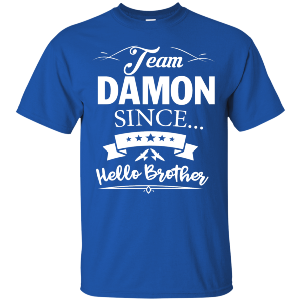 Team Damon Since Hello Brother. Damon Salvatore T-Shirt - Custom Ultra Cotton T-Shirt - Royal