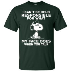 image 290 247x247px Peanuts Snoopy: I Can't Be Held Responsible For What My Face Does T Shirt