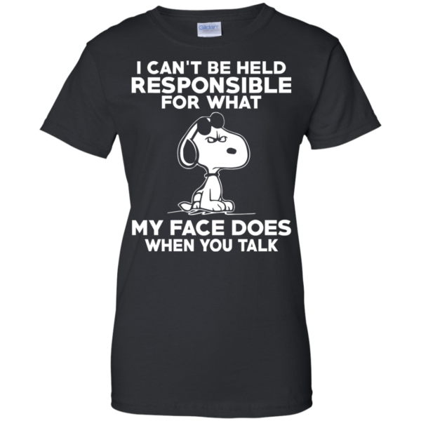 image 296 600x600px Peanuts Snoopy: I Can't Be Held Responsible For What My Face Does T Shirt