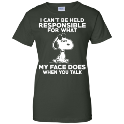 image 297 247x247px Peanuts Snoopy: I Can't Be Held Responsible For What My Face Does T Shirt