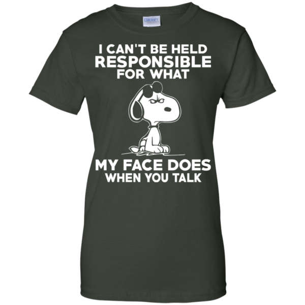 image 297 600x600px Peanuts Snoopy: I Can't Be Held Responsible For What My Face Does T Shirt