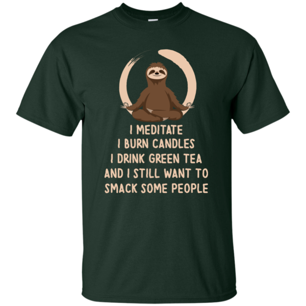 image 322 600x600px Sloth Yoga: I Meditate I Burn Candles I Drink Green Tea T Shirts, Hoodies
