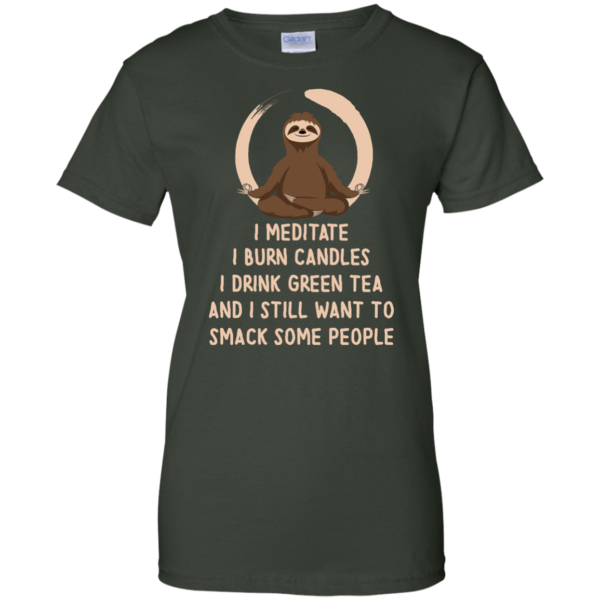 image 330 600x600px Sloth Yoga: I Meditate I Burn Candles I Drink Green Tea T Shirts, Hoodies