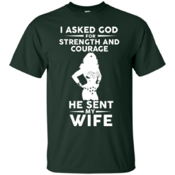 image 133 247x247px Wonder Woman: I Asked God For Strength And Courage He Sent My Wife T Shirts, Hoodies