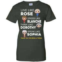 image 440 247x247px The Golden Girls: Live Like Rose Dress Like Blanche Think Like Dorothy Speak Like Sophia T Shirt