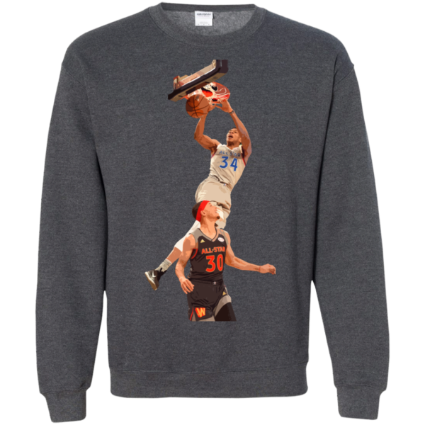 image 565 600x600px Giannis dunk on Steph Curry in the All Star Game T Shirts, Hoodies, Sweaters