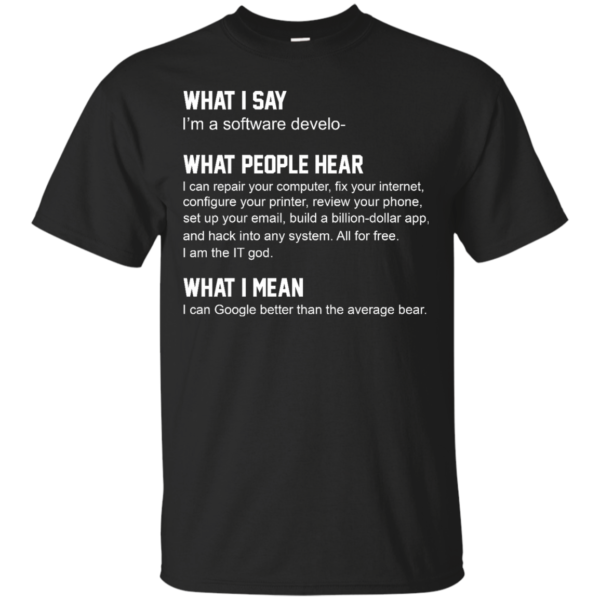 image 334 600x600px What People Hear When I Say I’m A Software Developer T Shirts, Hoodies, Tank