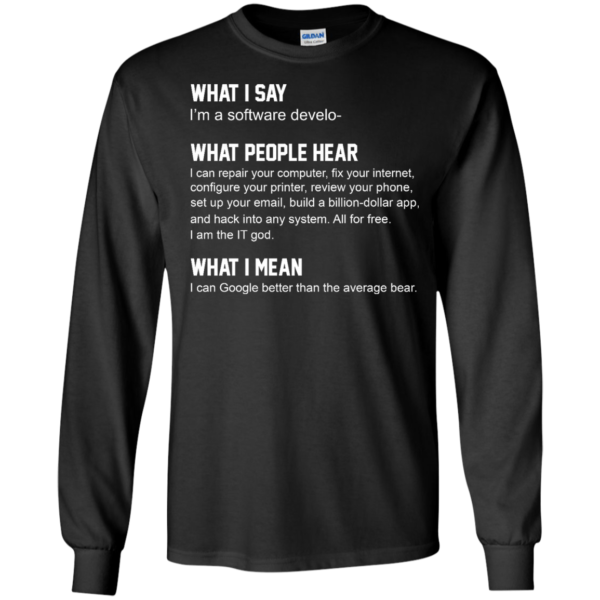 image 337 600x600px What People Hear When I Say I’m A Software Developer T Shirts, Hoodies, Tank