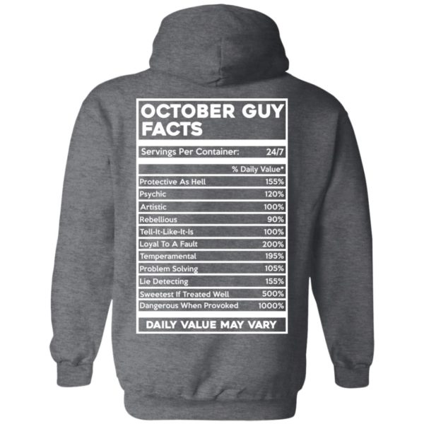 image 625 600x600px October Guy Facts Servings Per Container 24/7 T Shirts, Hoodies, Tank Top