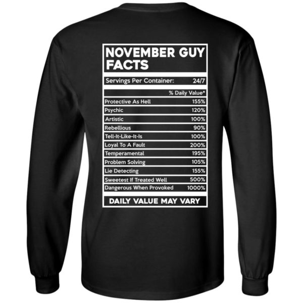 image 632 600x600px November Guy Facts Servings Per Container 24/7 T Shirts