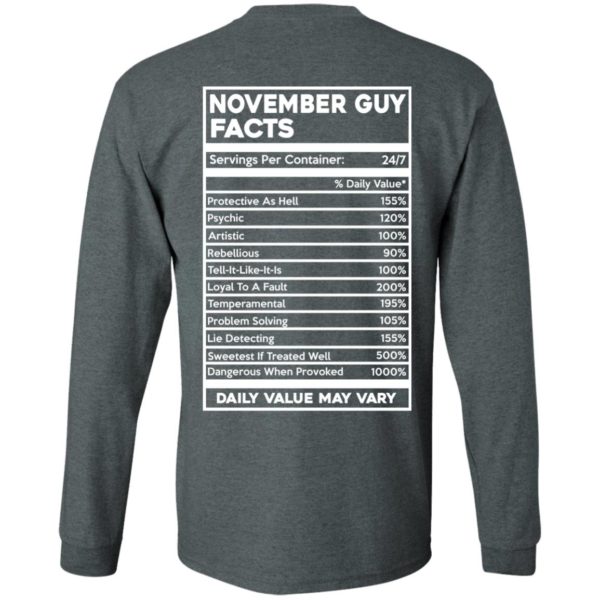 image 634 600x600px November Guy Facts Servings Per Container 24/7 T Shirts