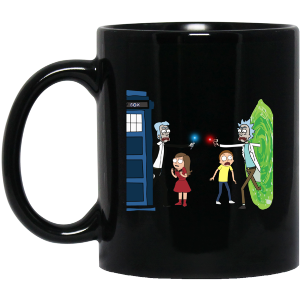 image 4 600x600px Doctor Who vs Rick and Morty Mashup Design Coffee Mug