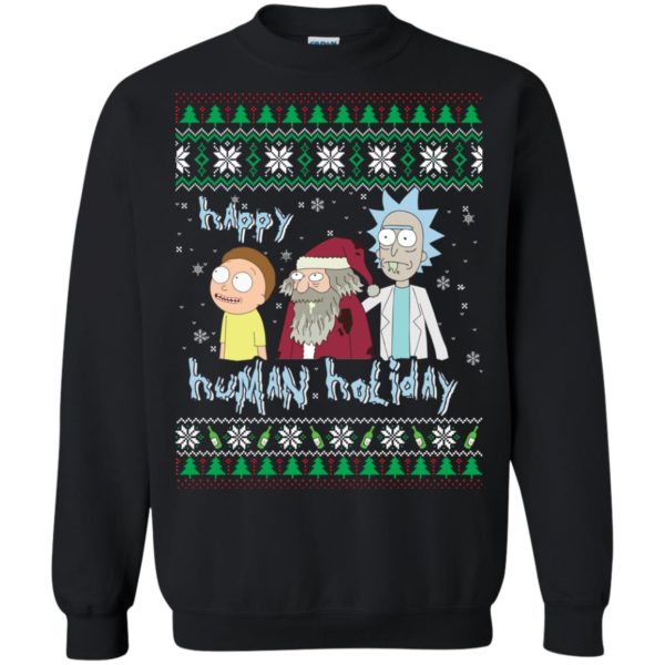 image 450 600x600px Rick and Morty: Happy Human Holiday Christmas Sweater