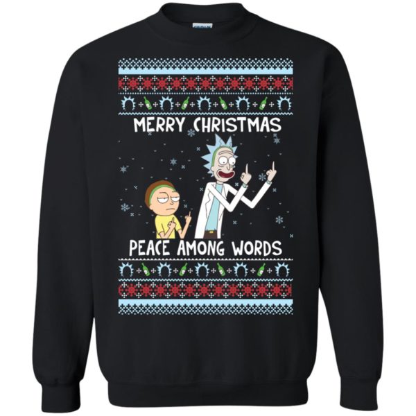 image 486 600x600px Rick and Morty Merry Christmas Peace Among Words Christmas Sweater