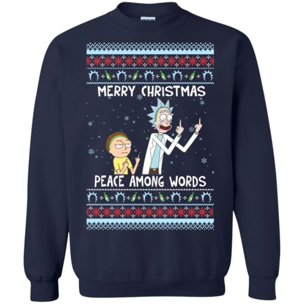 image 488 600x600px Rick and Morty Merry Christmas Peace Among Words Christmas Sweater