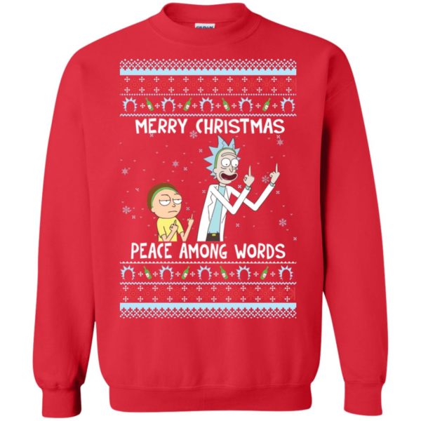 image 489 600x600px Rick and Morty Merry Christmas Peace Among Words Christmas Sweater