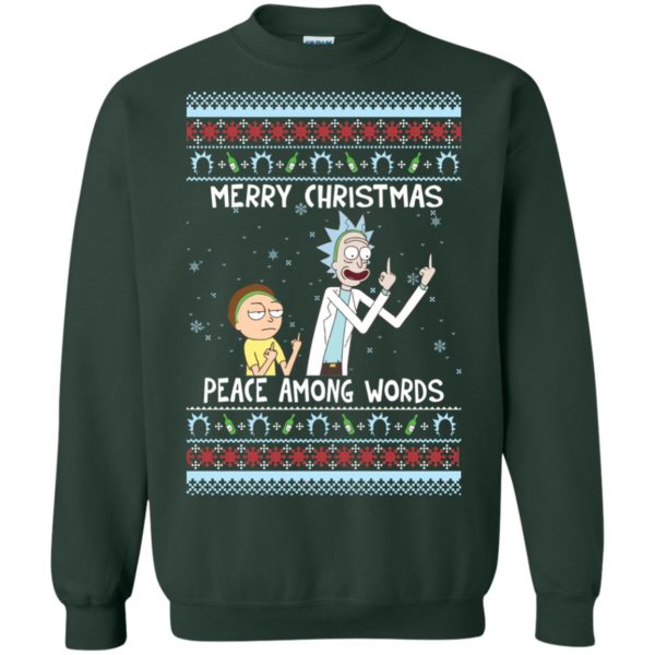 image 490 600x600px Rick and Morty Merry Christmas Peace Among Words Christmas Sweater
