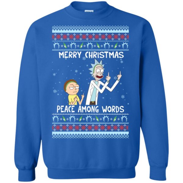 image 491 600x600px Rick and Morty Merry Christmas Peace Among Words Christmas Sweater