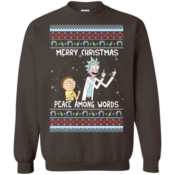 image 492 600x600px Rick and Morty Merry Christmas Peace Among Words Christmas Sweater