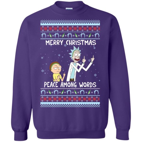 image 493 600x600px Rick and Morty Merry Christmas Peace Among Words Christmas Sweater