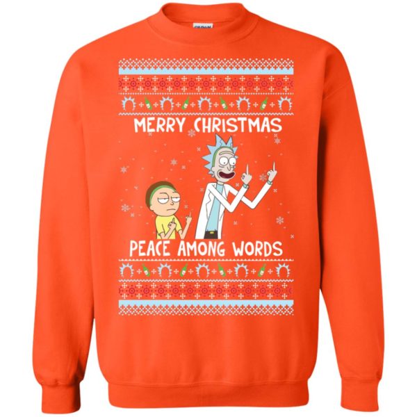 image 494 600x600px Rick and Morty Merry Christmas Peace Among Words Christmas Sweater
