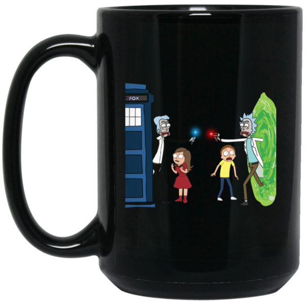 image 5 600x600px Doctor Who vs Rick and Morty Mashup Design Coffee Mug