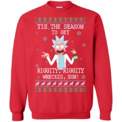 image 580 247x247px Rick and Morty Tis The Season To Get Riggity Wrecked Son Christmas Sweater