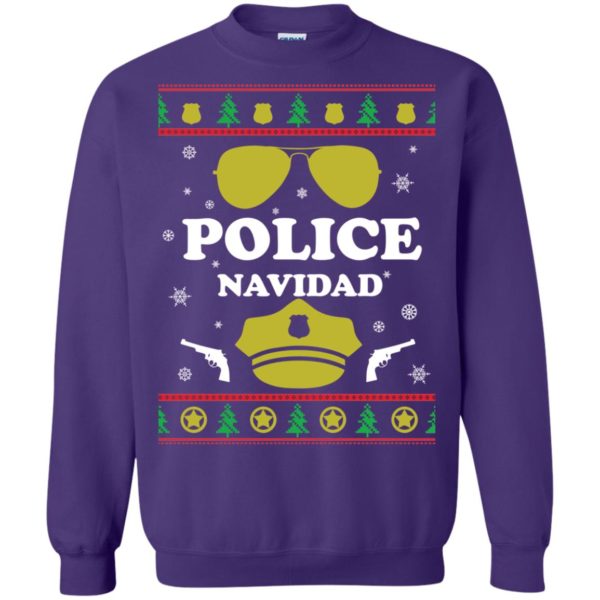 image 101 600x600px Police Navidad Christmas Sweater, Long Sleeve