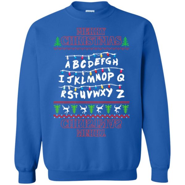 image 1153 600x600px Merry Christmas Stranger Things Alphabet Christmas Sweater