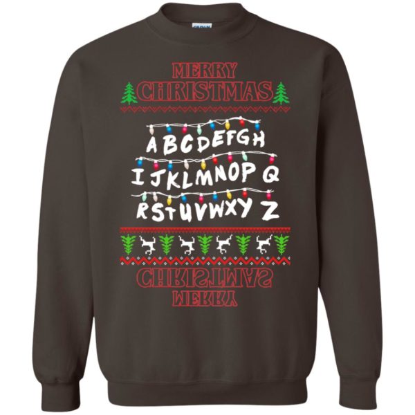image 1154 600x600px Merry Christmas Stranger Things Alphabet Christmas Sweater