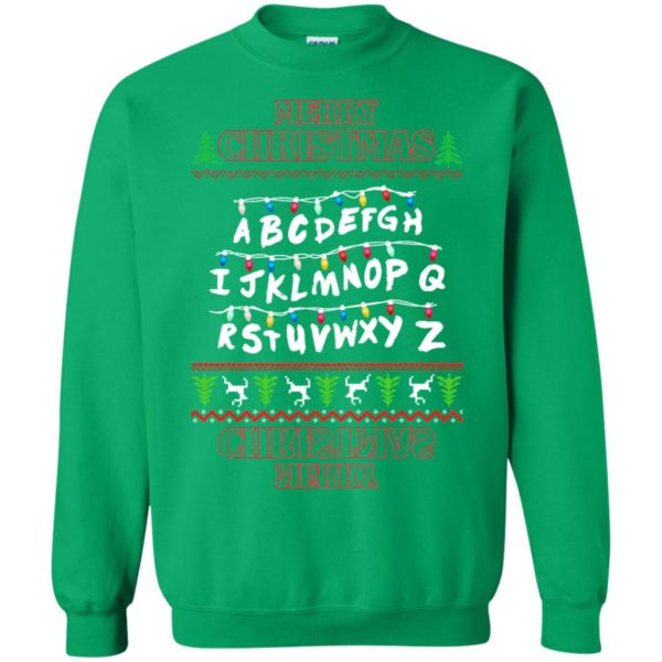 image 1156 600x600px Merry Christmas Stranger Things Alphabet Christmas Sweater