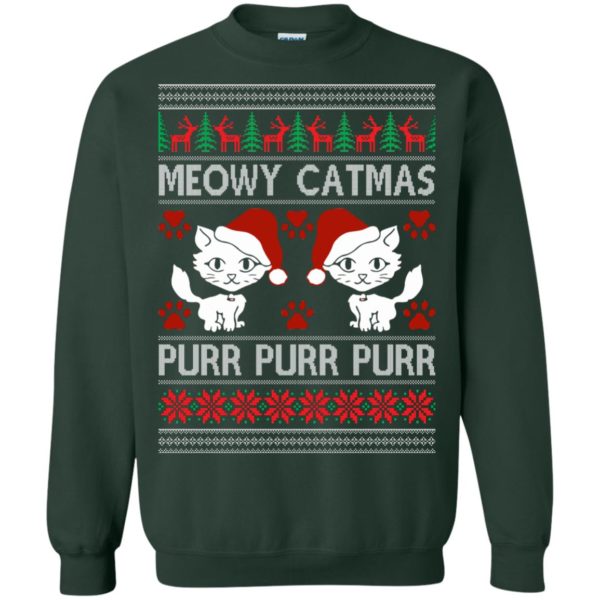 image 1168 600x600px Meowy Catmas Purr Purr Christmas Sweater, Cat Lover Sweatshirt