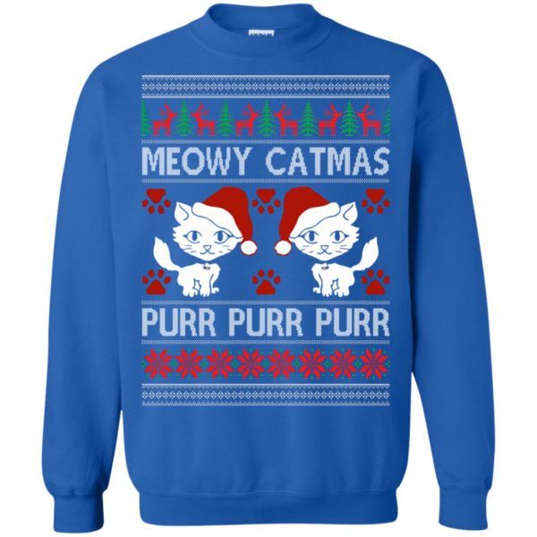 image 1169 600x600px Meowy Catmas Purr Purr Christmas Sweater, Cat Lover Sweatshirt