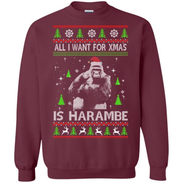 image 1198 600x600px All I Want For Christmas Is Harambe Christmas Sweater