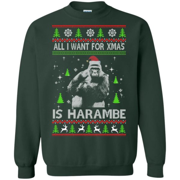 image 1200 600x600px All I Want For Christmas Is Harambe Christmas Sweater