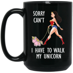 image 3 247x247px Wonder Woman Sorry Cant I Have Walk My Unicorn Coffee Mug