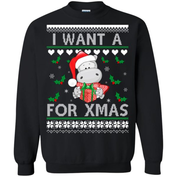 image 605 600x600px I want a Hippopotamus for Christmas Sweater