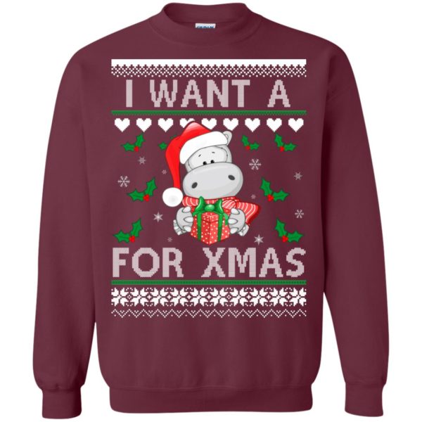 image 606 600x600px I want a Hippopotamus for Christmas Sweater