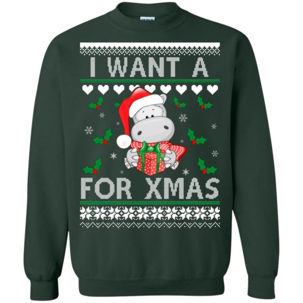 image 608 600x600px I want a Hippopotamus for Christmas Sweater