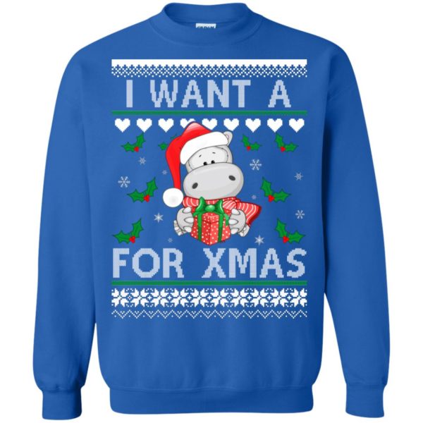 image 609 600x600px I want a Hippopotamus for Christmas Sweater