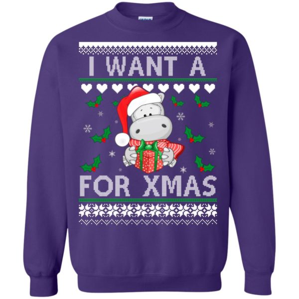 image 610 600x600px I want a Hippopotamus for Christmas Sweater