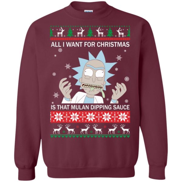 image 682 600x600px Rick and Morty Sweater All I Want For Christmas Is That Mulan Dipping Sauce Shirt