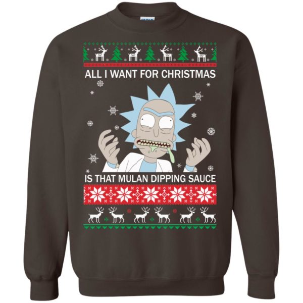 image 686 600x600px Rick and Morty Sweater All I Want For Christmas Is That Mulan Dipping Sauce Shirt