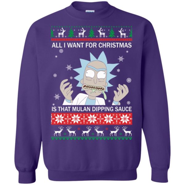 image 687 600x600px Rick and Morty Sweater All I Want For Christmas Is That Mulan Dipping Sauce Shirt
