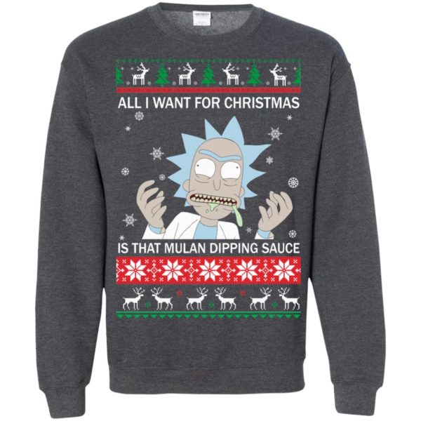 image 688 600x600px Rick and Morty Sweater All I Want For Christmas Is That Mulan Dipping Sauce Shirt