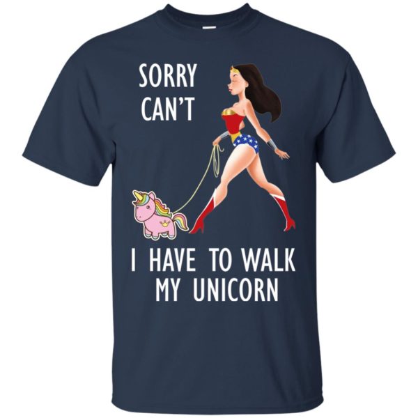 image 69 600x600px Wonder Woman: Sorry Can't I Have Walk My Unicorn T Shirts, Hoodies, Tank