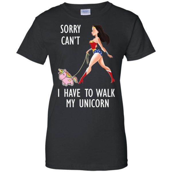 image 74 600x600px Wonder Woman: Sorry Can't I Have Walk My Unicorn T Shirts, Hoodies, Tank