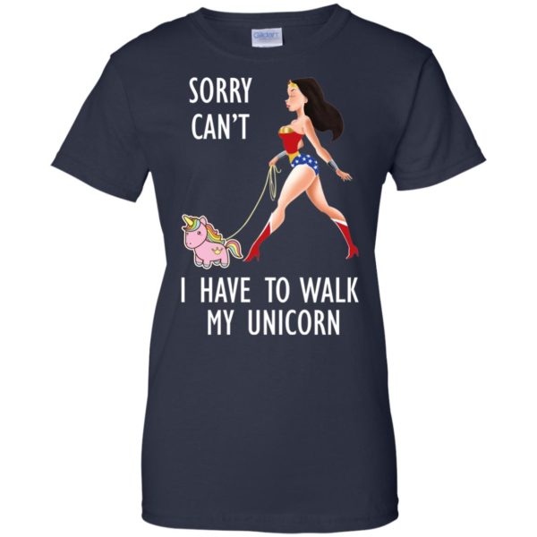 image 75 600x600px Wonder Woman: Sorry Can't I Have Walk My Unicorn T Shirts, Hoodies, Tank