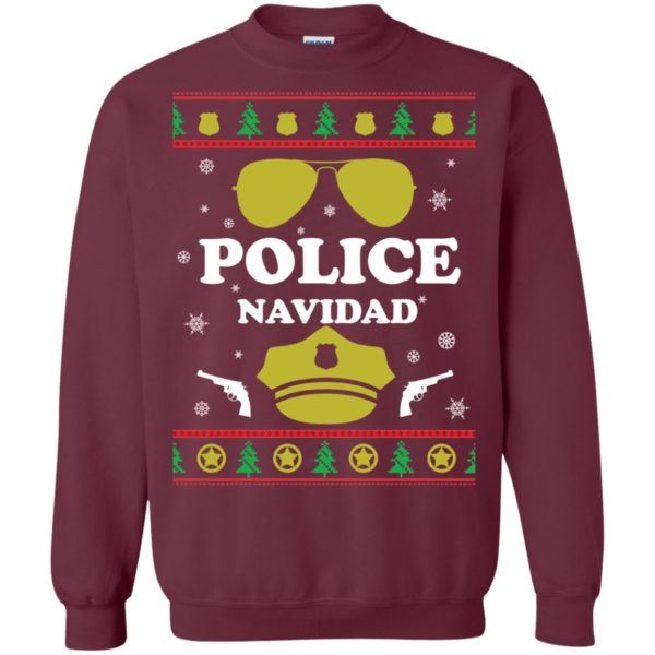 image 96 600x600px Police Navidad Christmas Sweater, Long Sleeve