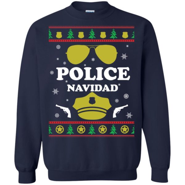 image 97 600x600px Police Navidad Christmas Sweater, Long Sleeve